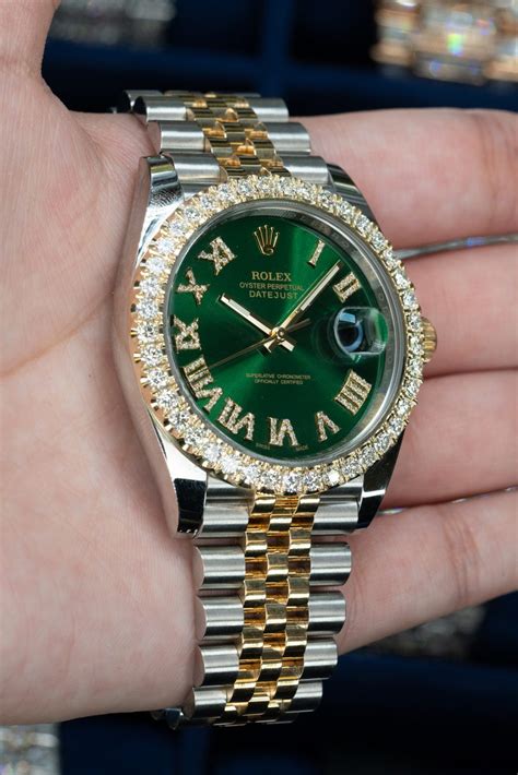 rolex green emeral and diamond bezel|rolex anniversary green bezel.